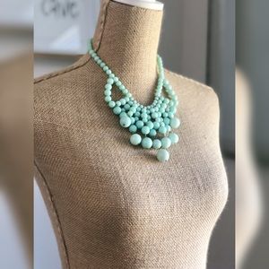 Vintage Mint Green Beaded Collar Necklace
